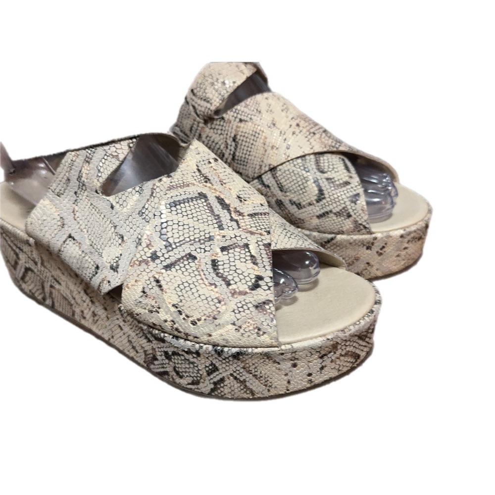 Matisse x Amuse Society Runaway Platform Sandals Womens 9 Neutral Snakeskin EX - Picture 4 of 11